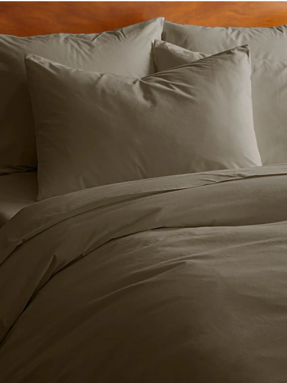 NEW Quince Organic Brushed Cotton Duvet Cover Olive Green